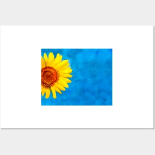 Sunflower On Blue Posters and Art